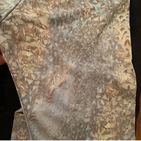 McQ Alexander McQueen Light Blue Feather Psychedelic Printed Stretch Leggings M - Picture 7 of 8